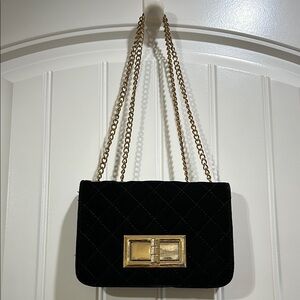 Black quilted velvet bag